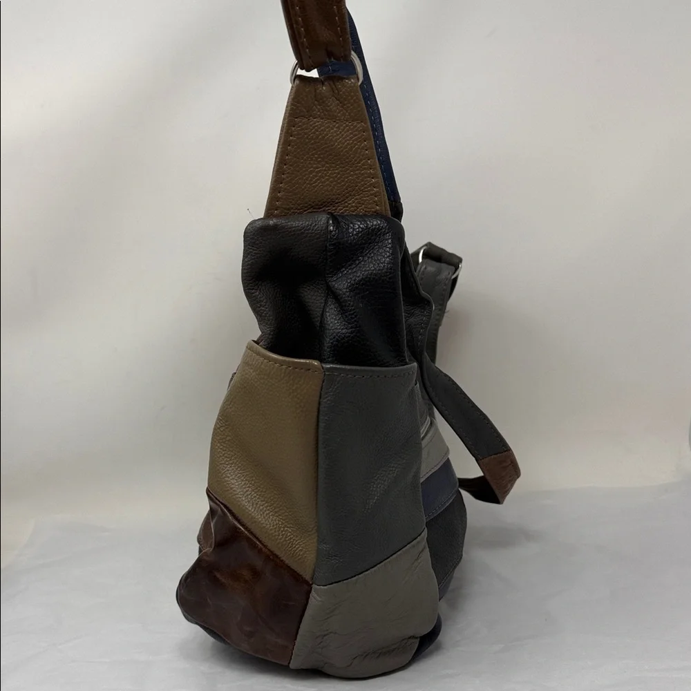 Patchwork Leather Hobo Bag Boho Slouchy Shoulder Purse Y2K artisan Indie - Picture 4 of 12